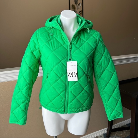 ZARA HOODED QUILTED JACKET GREEN | 2969/055 - Picture 5 of 13